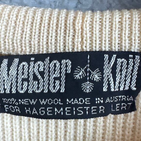 Vintage Meister Knit Sweater Wool Austria Crewneck Stripe Cropped Sleeve Fall - Picture 6 of 6